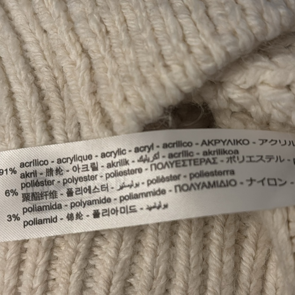 ZARA Cable Knit Tie Sweater Chunky‎ Preppy Cream Ivory Size M Casual Bow Soft - Picture 11 of 13
